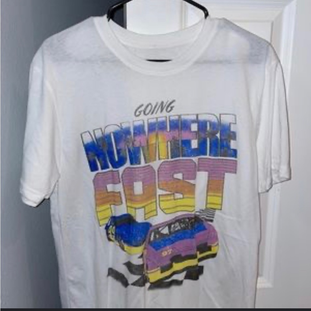 Revice Denim Going Nowhere Fast Graphic Distressed T-Shirt Size Small/Medium
